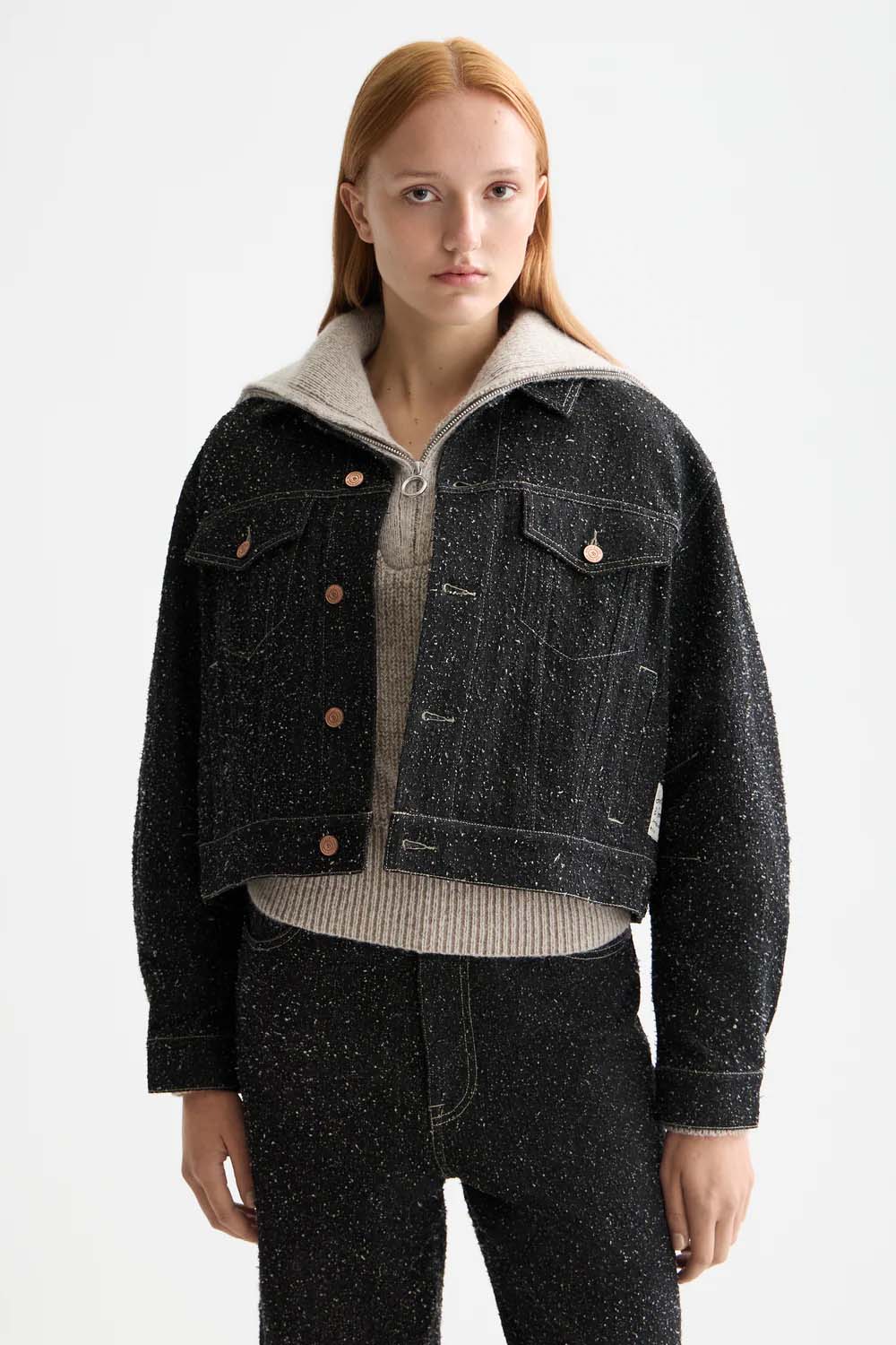 Scotch & Soda - Denim Textured Jacket - Black Snow - Front