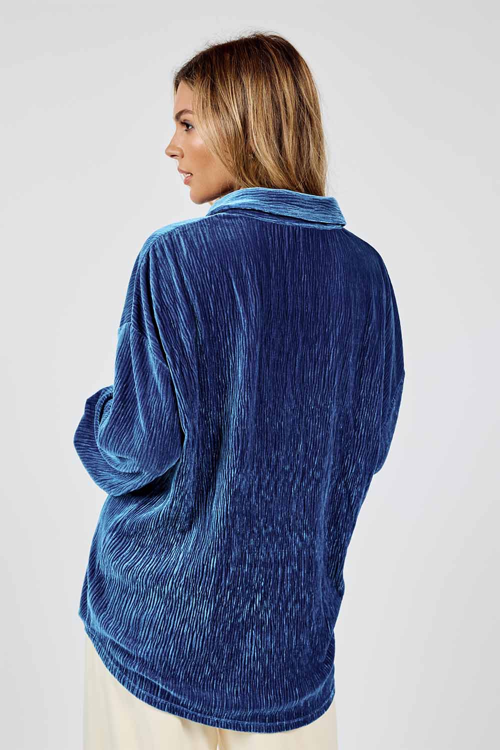Sadie & Sage - Lorelai Pleated Top - Blue - Back