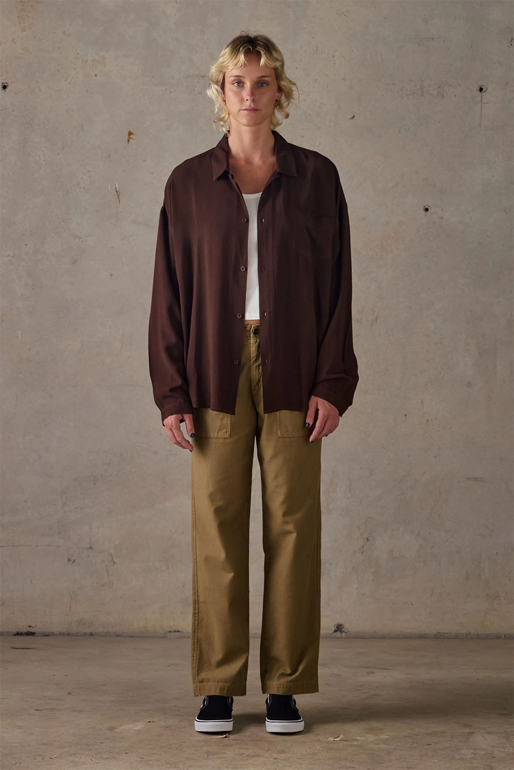 McTavish - Boxy Long Sleeve Shirt - Brown