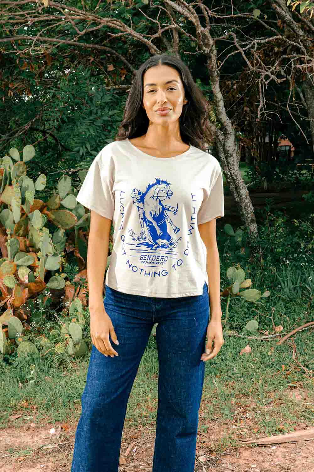 Sendero - No Luck Basic Tee - Sand - Front