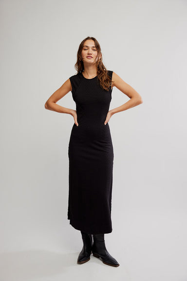 Free People - Eventide Midi Dress - Black Combo - Front