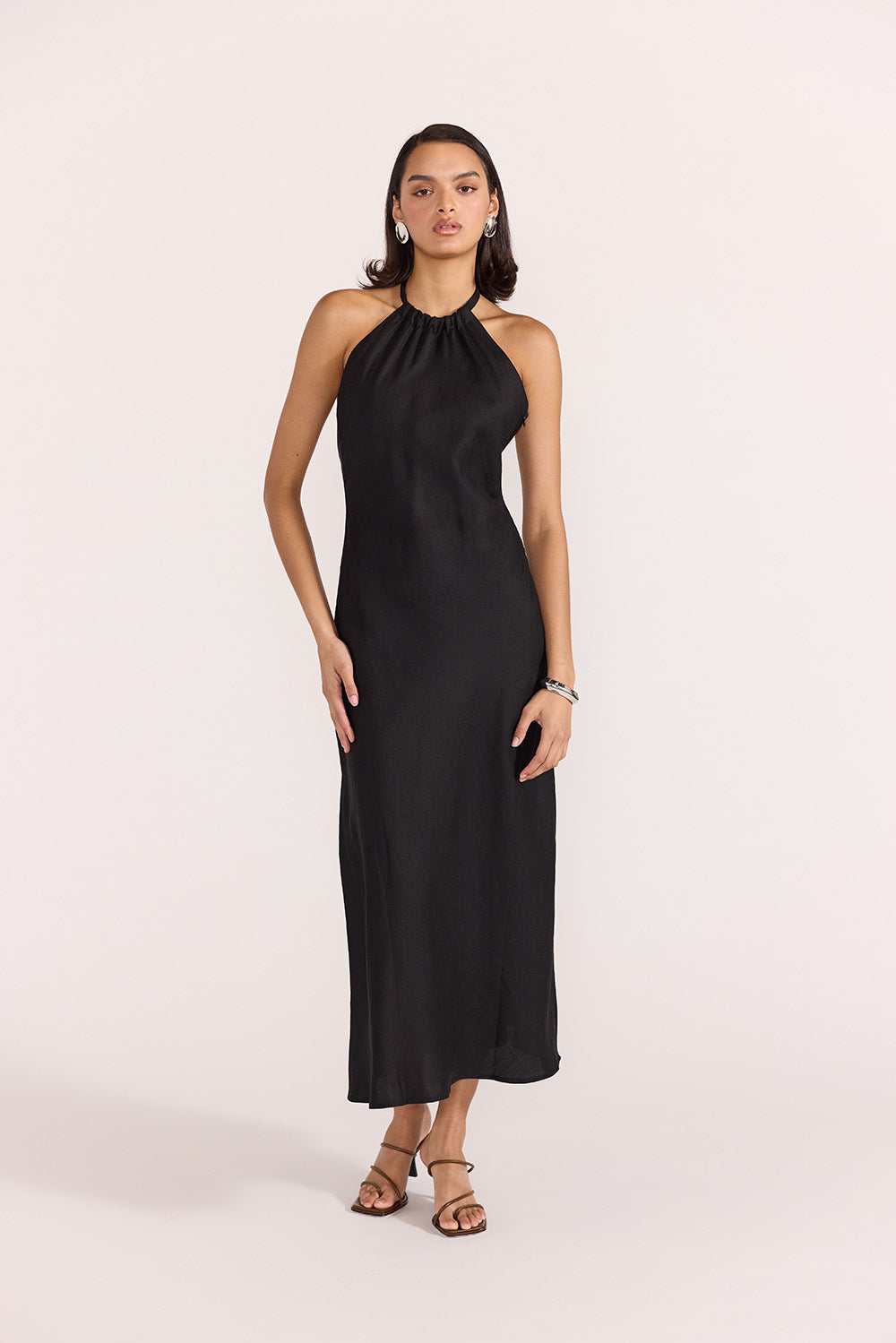 Staple the Label - Amana Halter Bias Dress - Black - Front