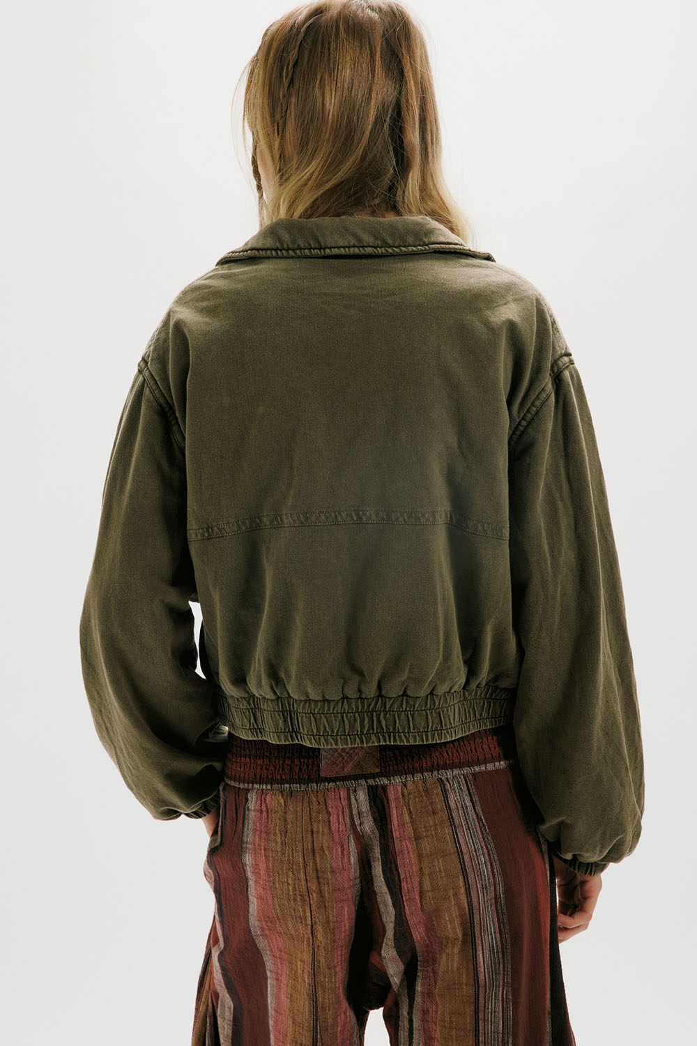 Free People - Birdie Washed Jacket - Olive Green - Back