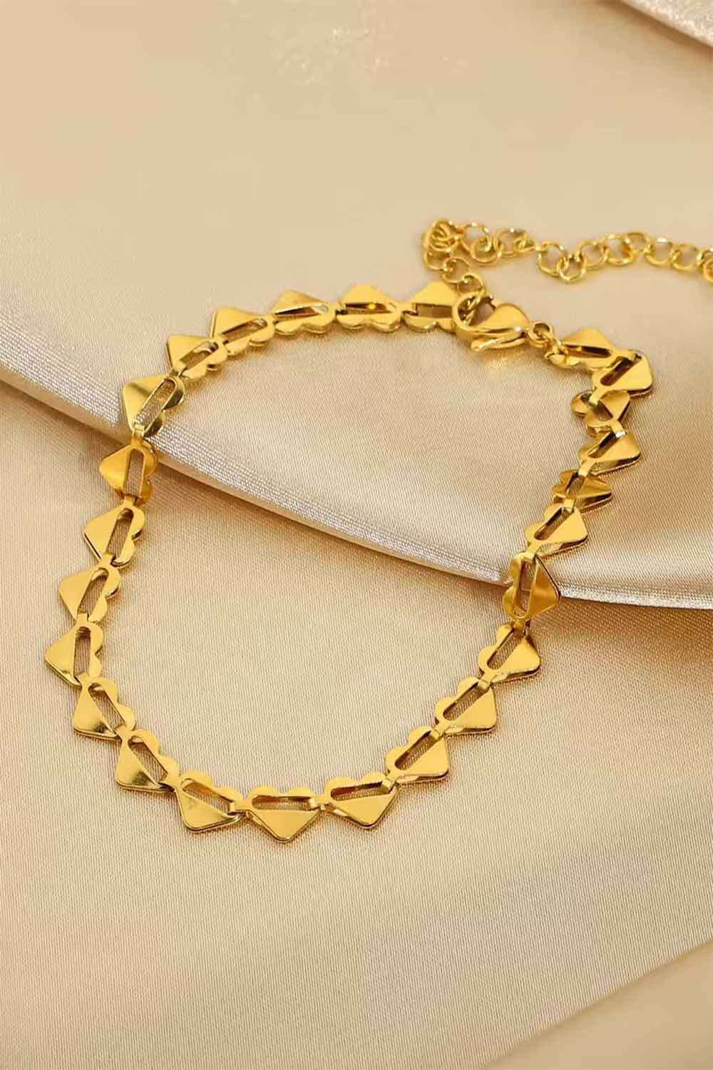 Pearl of the West - Hollow Heart Anklet - 18K GP Stainless