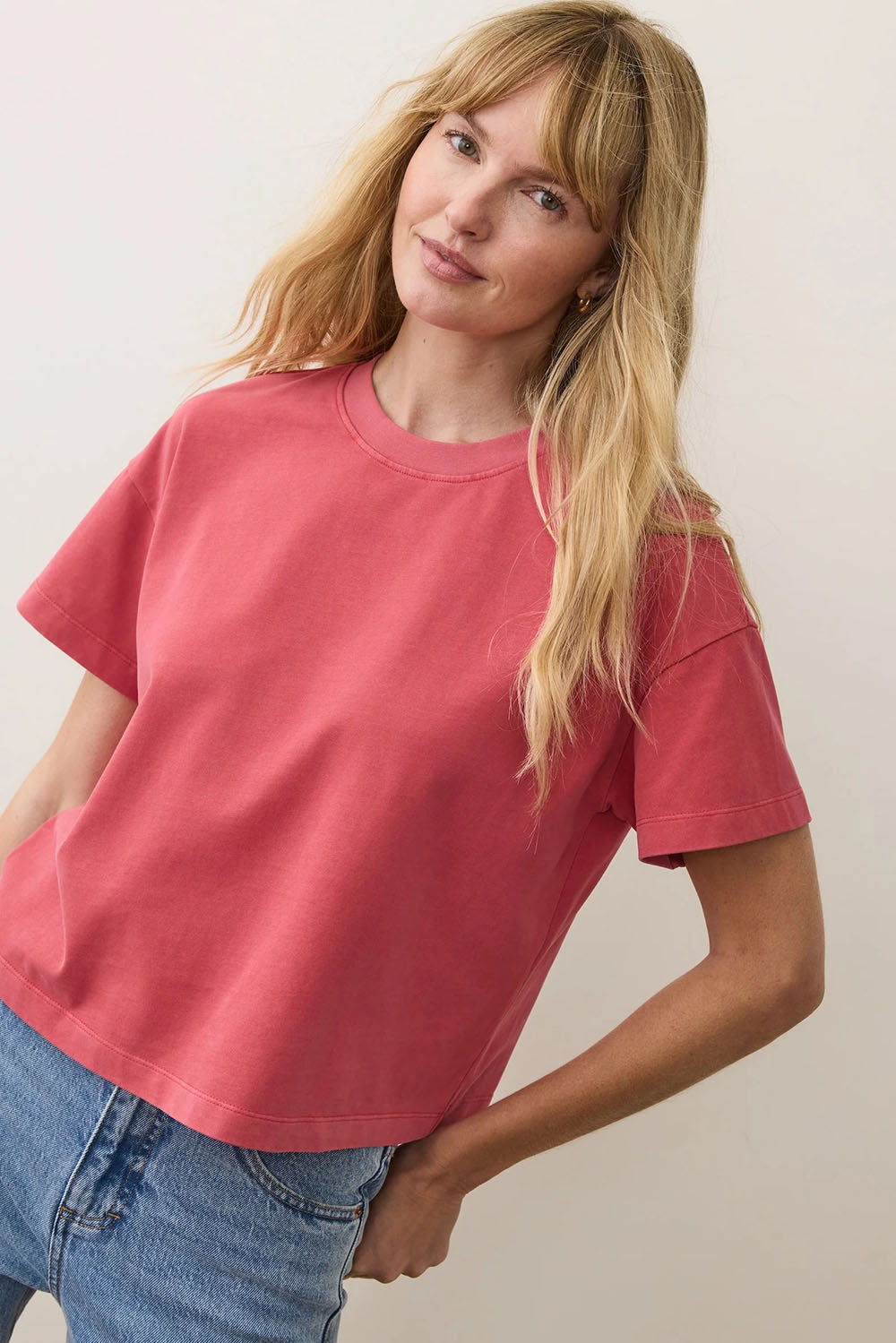 Marine Layer - Luxe Crew Tee - Baked Apple - Front
