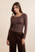 Sadie & Sage - Ronan Boat Neck Knit Top - Brown - Front