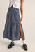 Rhythm - Lola Check Tiered Maxi Skirt - Navy - Front