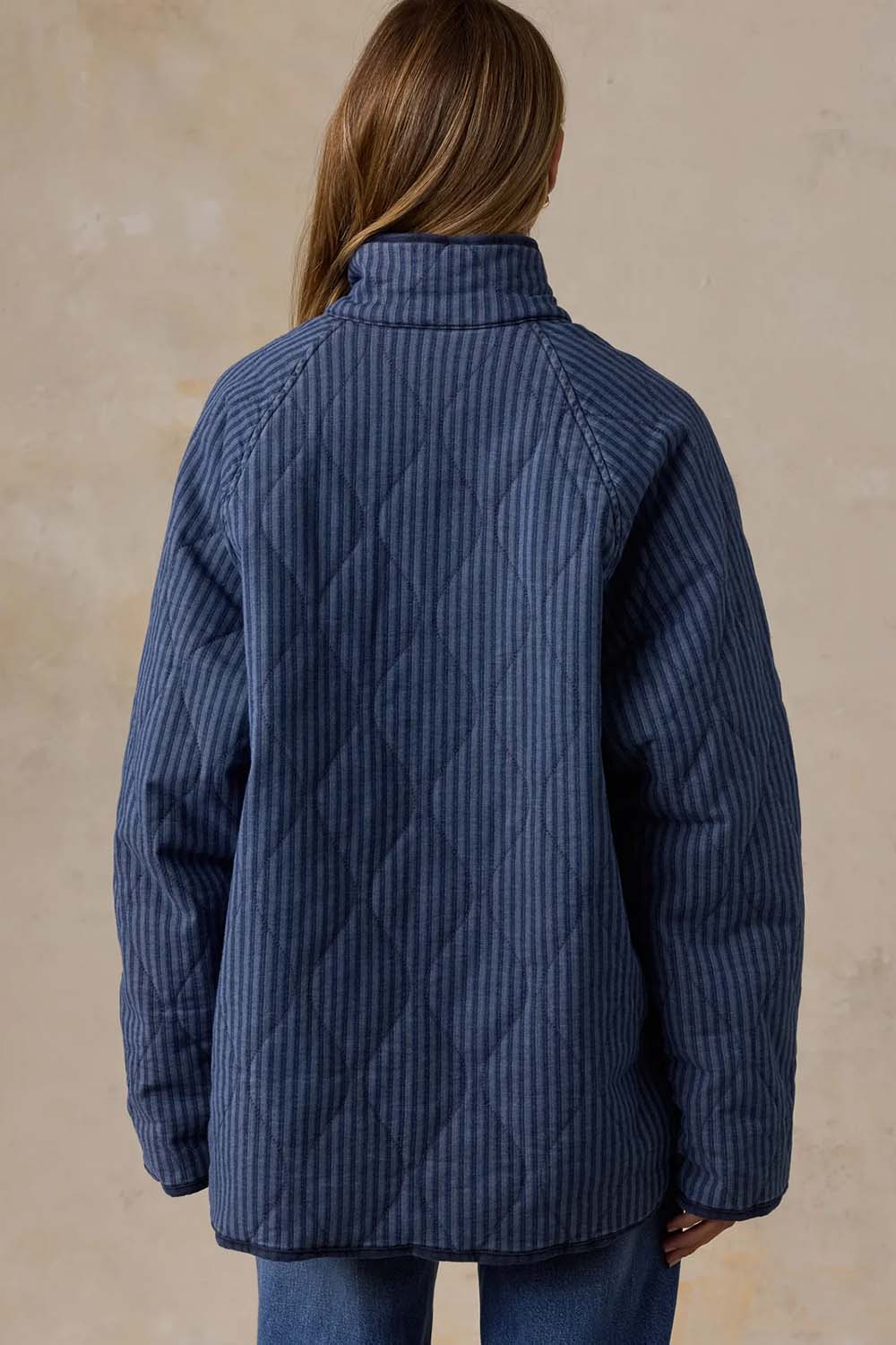faherty topsail quilted jacket riverline stripe back