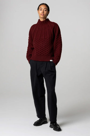 Finisterre - Aran Jumper - Cherry Wood - Full Body