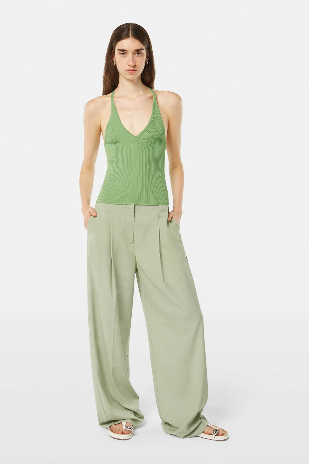 Scotch & Soda - Rib Racer Knitted Tank - Pistachio - Front