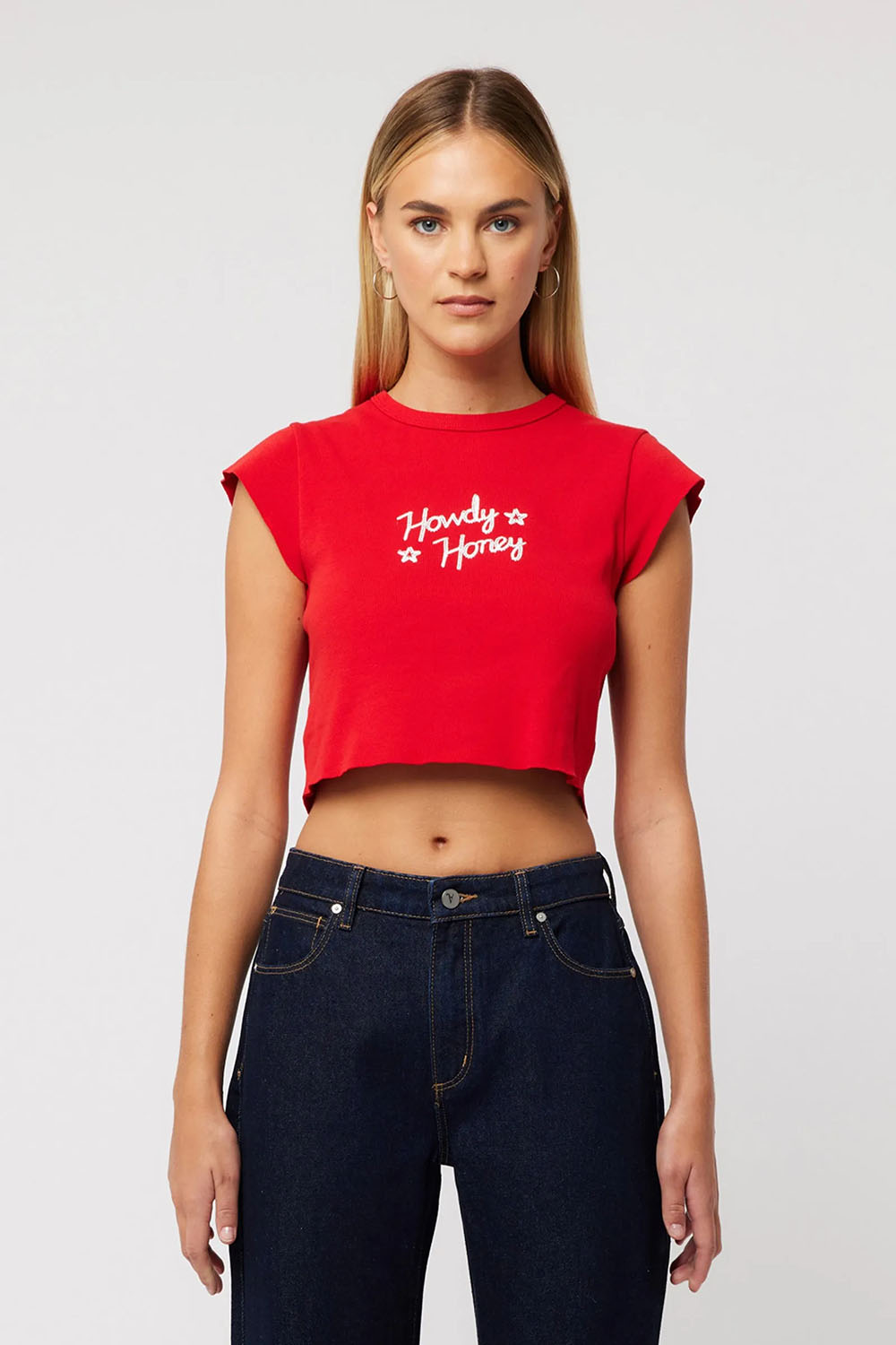 Abrand - A 90s Rib Cut Off Tee - Red
