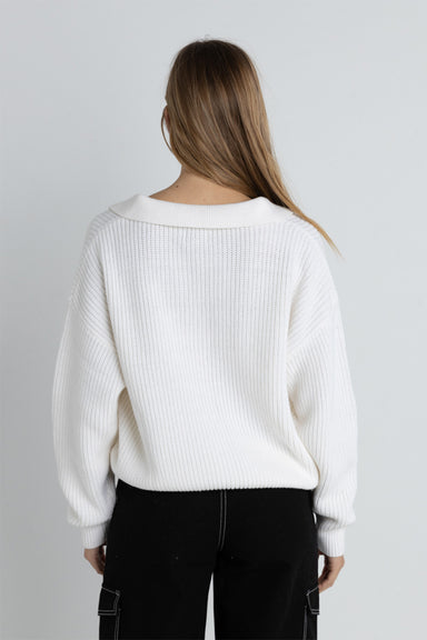 Rhythm - Muse V-Neck Jumper - White - Back