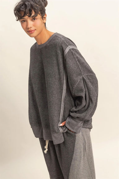 Double Zero - Mineral Washed Oversized LS - Charcoal - Side