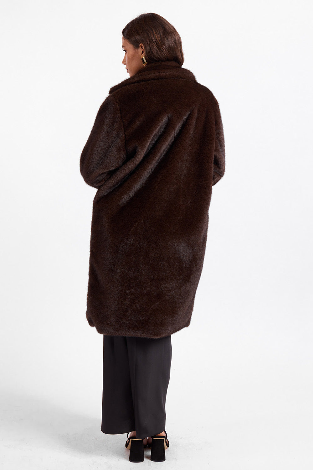 Sage the Label - Shyloh Fur Coat - Oak - Back
