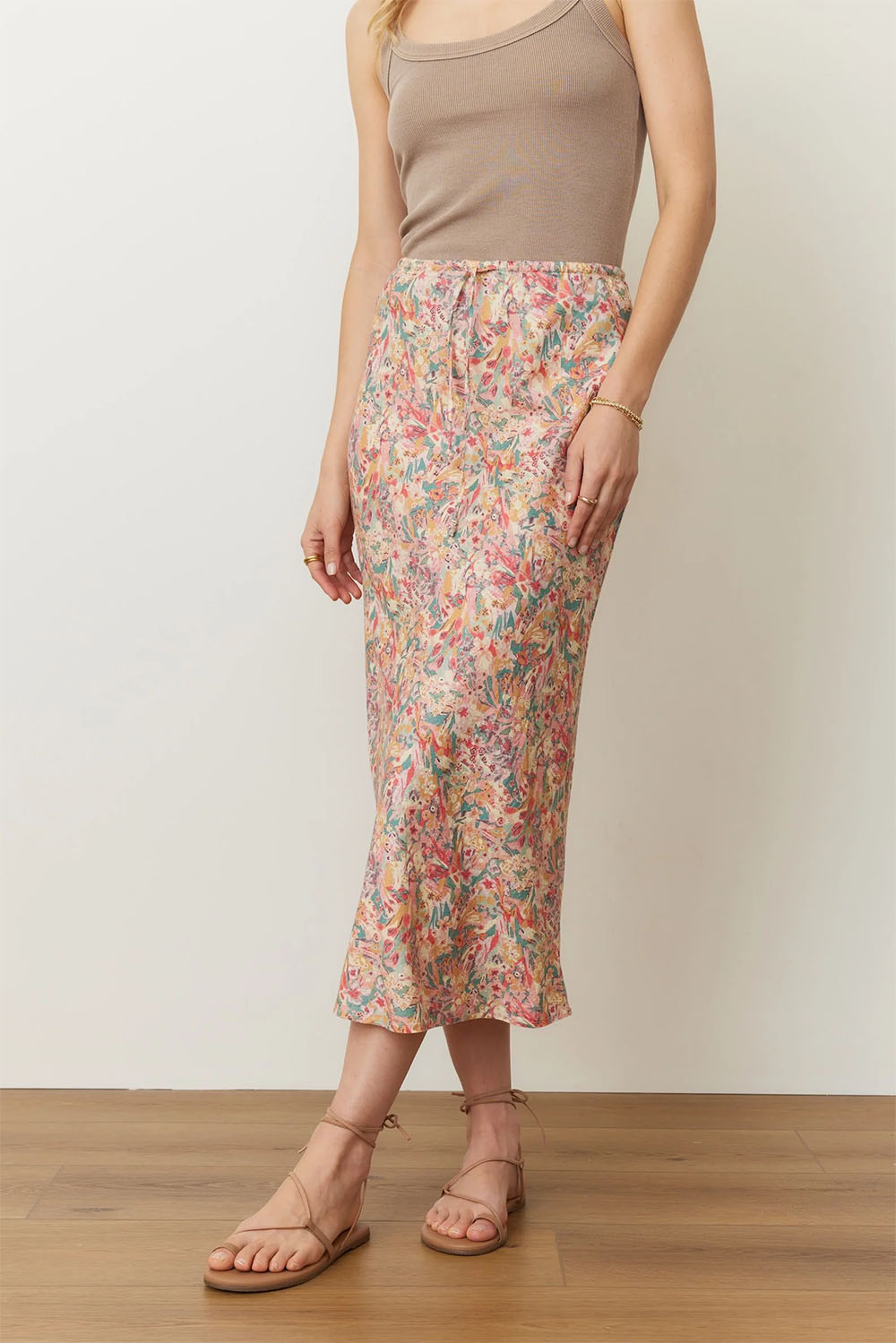 Marine Layer - Avery Hemp Midi Skirt - Superbloom - Front