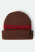 Brixton - Chunky Heist Beanie - Pinecone Brown/Chili Pepper Stripe - Front