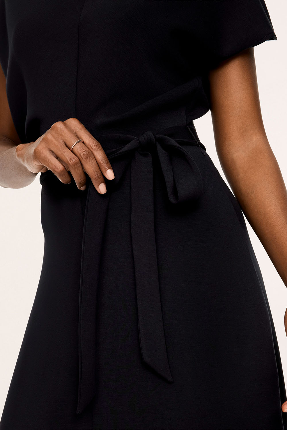 Spanx Draped Tie-Waist Maxi Dress in Very Black — Detail view
