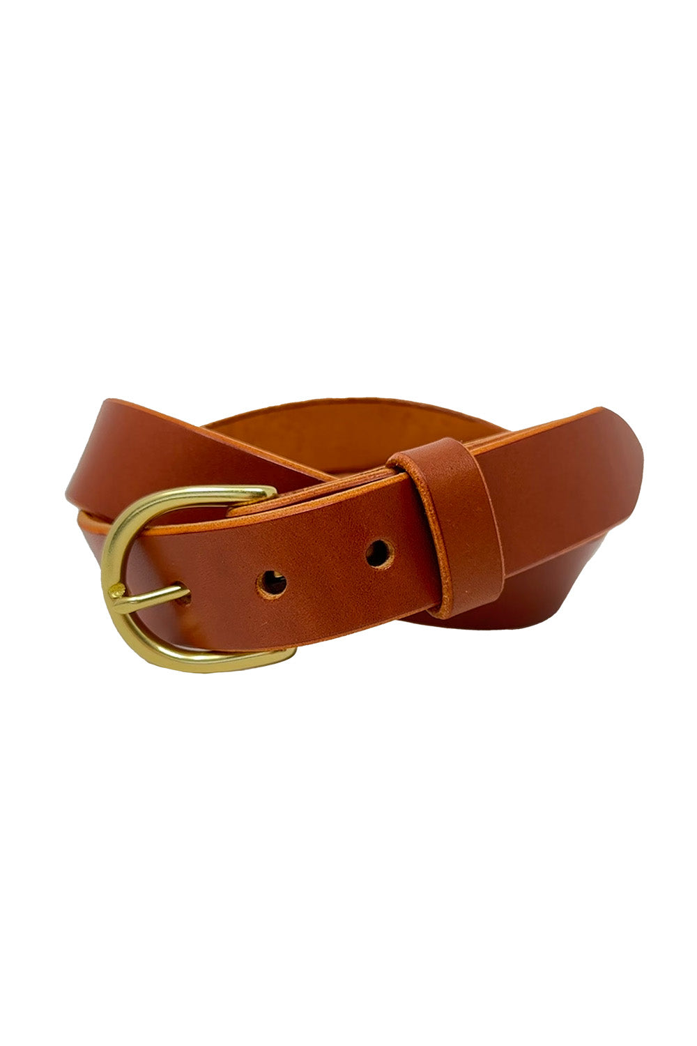 Last State Leather - Mid 1.25" Leather Belt  - Chestnut/Brass