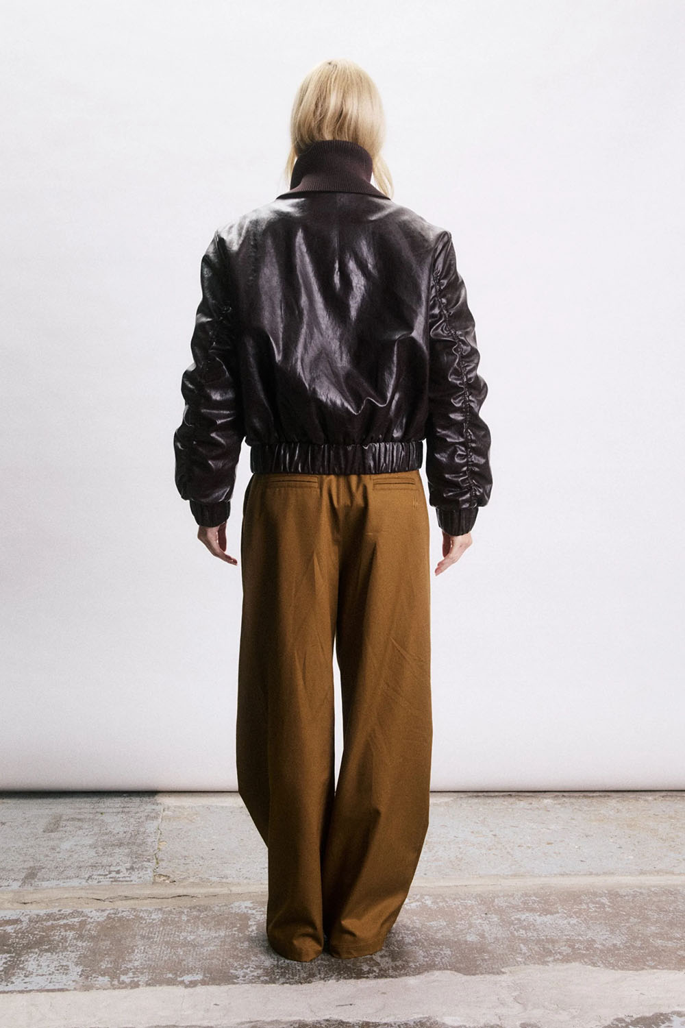 Jiji Ezra Bomber Jacket in Bordeaux — Back view