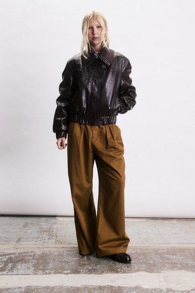 Jiji Ezra Bomber Jacket in Bordeaux — Front view