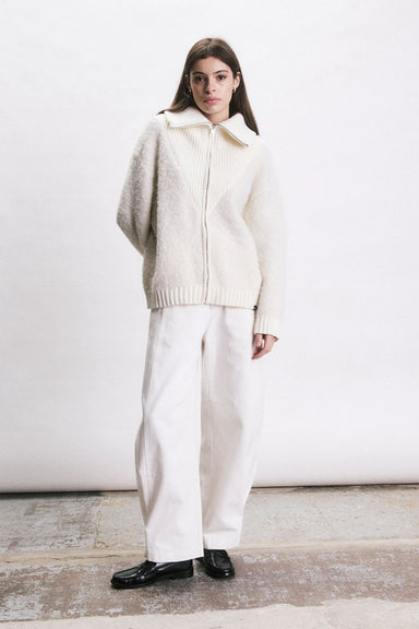 Jiji Freddie Cardigan in Creme — Full-body view