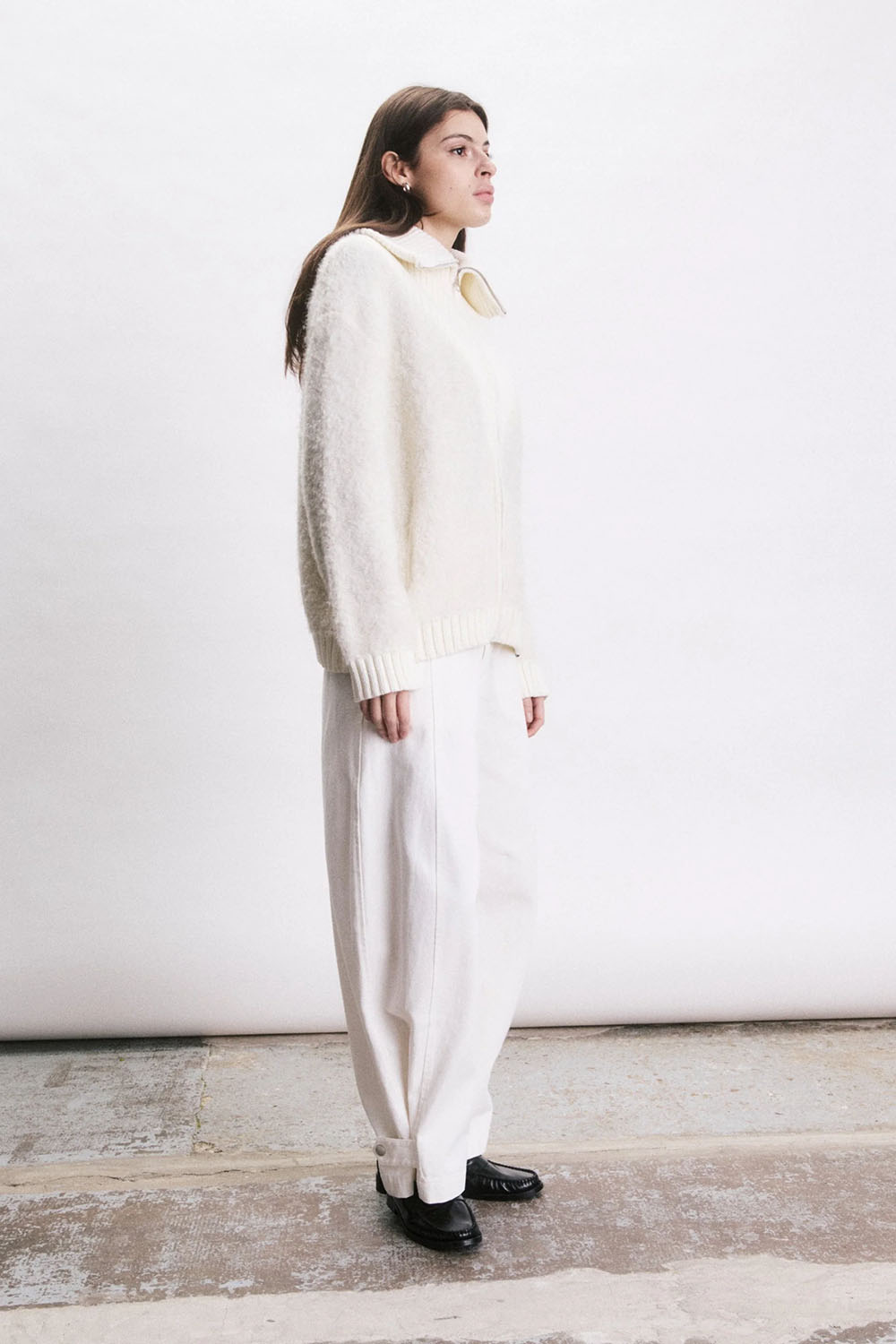 Jiji Freddie Cardigan in Creme — Side view
