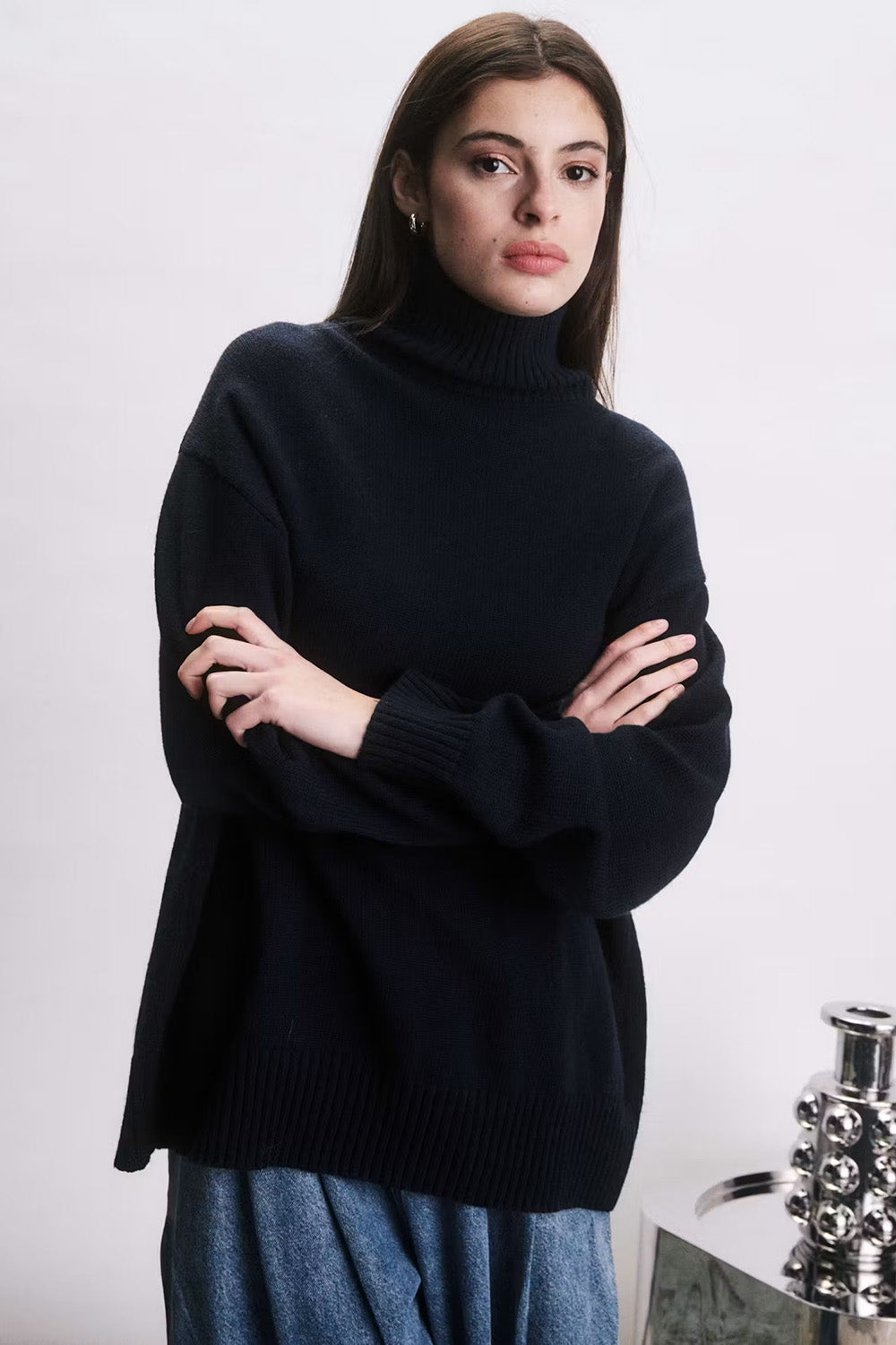 Jiji Jerry Sweater in Bleu Nuit — Front view