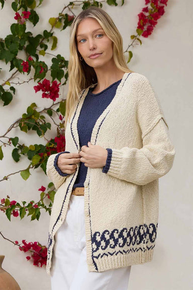 Stitches + Stripes - Skipper Cardigan - Paper Combo