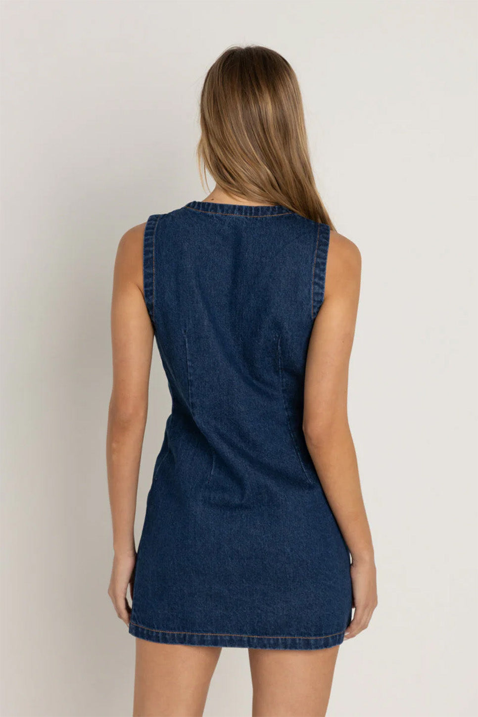 Rhythm - Gia Denim Dress - Blue Wash - Back