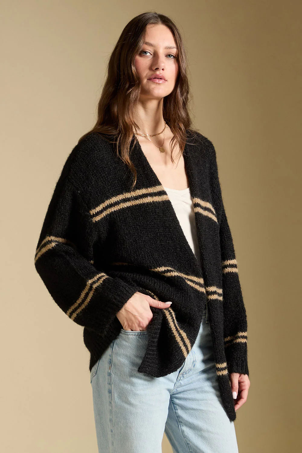 Saltwater Luxe Birdy Sweater in Black — Quarter view
