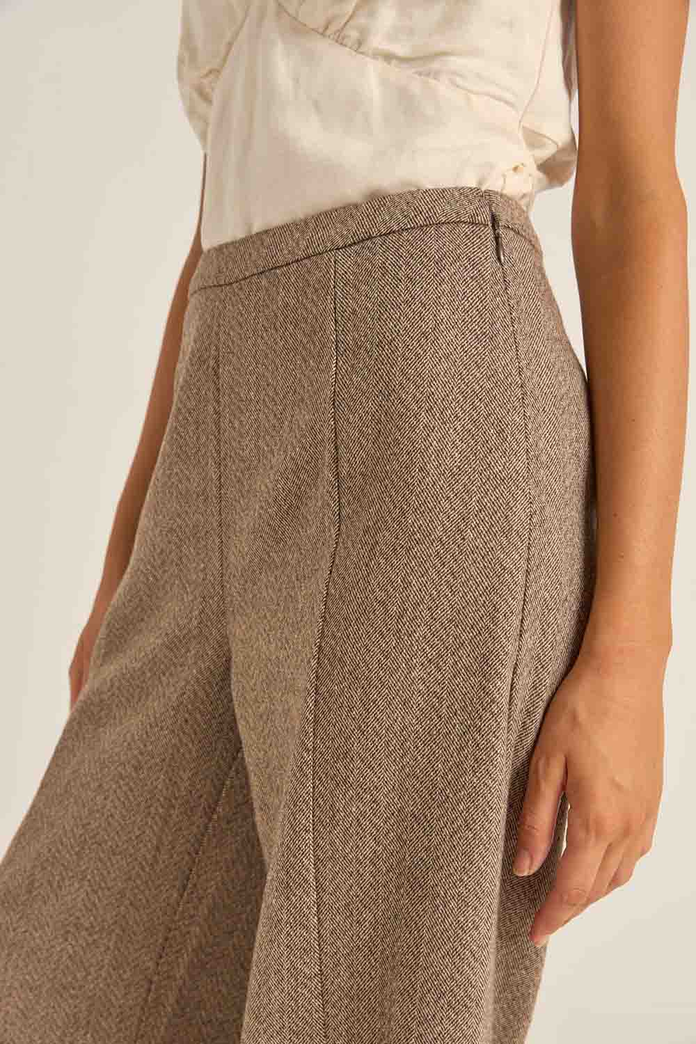 Rhythm - Whitehaven Wide Leg Pant - Chocolate - Detail