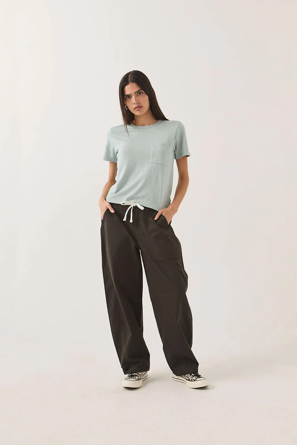 Brixton - Utility Everyday Barrel Pant - Washed Black - Front