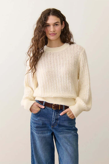 Marine Layer - Alma Crewneck Sweater - Cream - Front