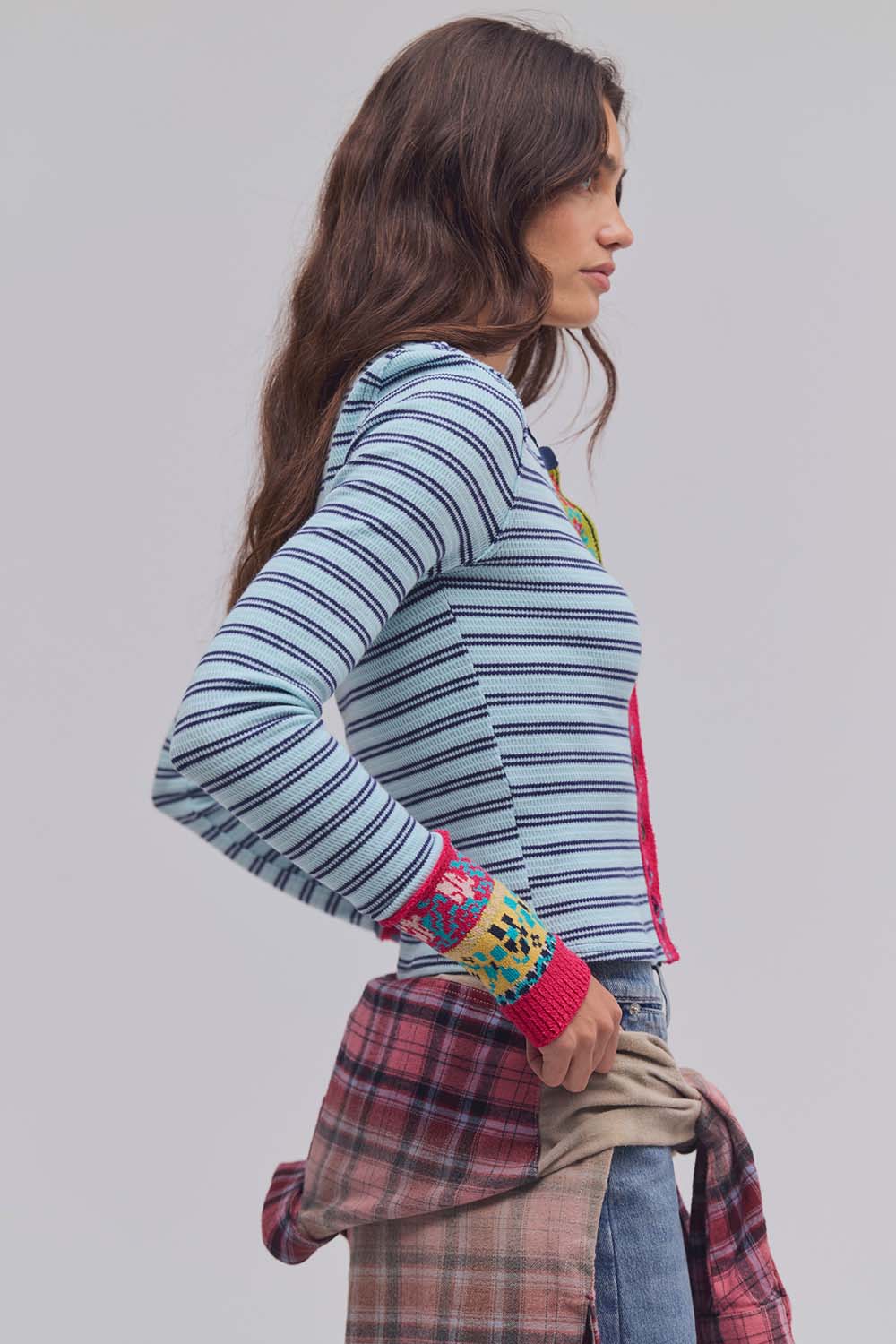 Free People - WTF Noa Cardi - Blue Pop Combo - Side