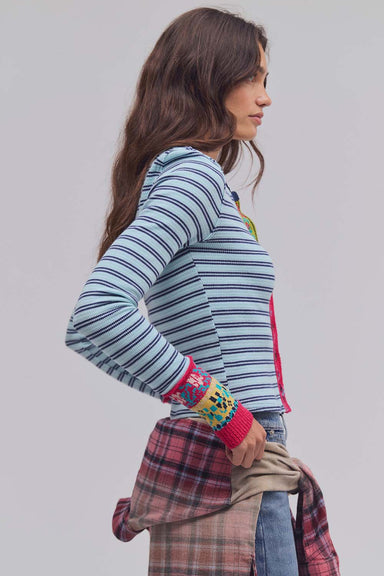 Free People - WTF Noa Cardi - Blue Pop Combo - Side