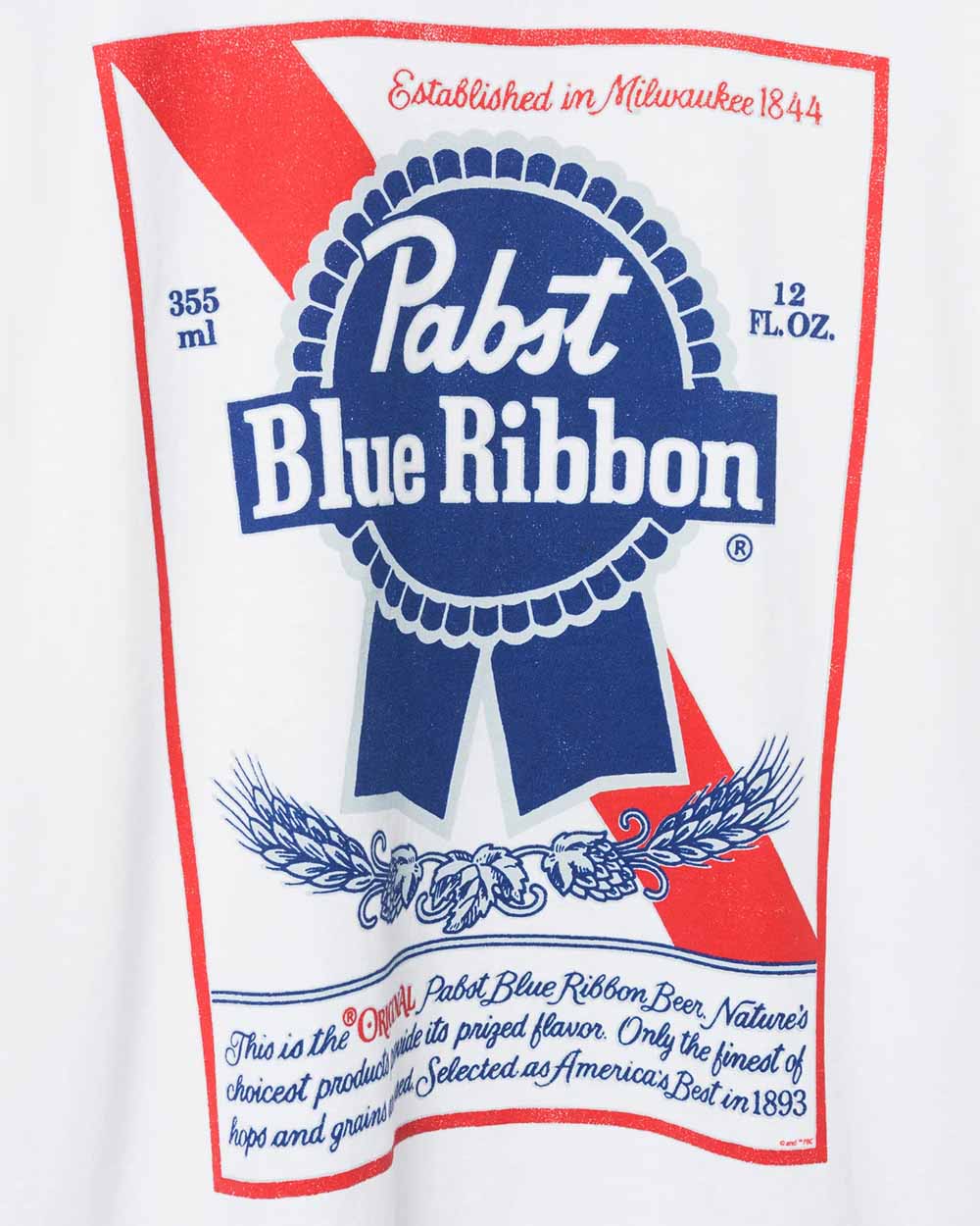 Junk Food Pabst Blue Ribbon Label in White — Graphic detail view