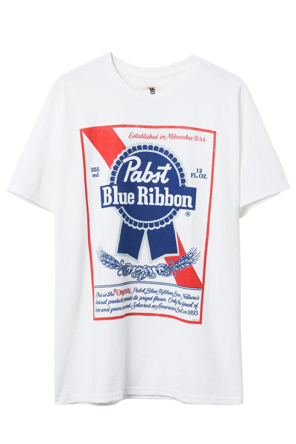 Junk Food Pabst Blue Ribbon Label in White — Front view