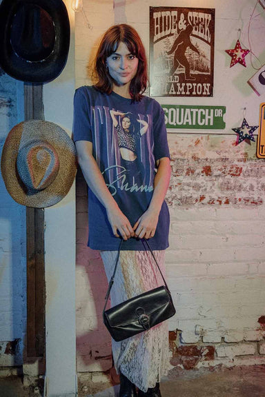 Junk Food Shania in True Navy — Lifestyle view