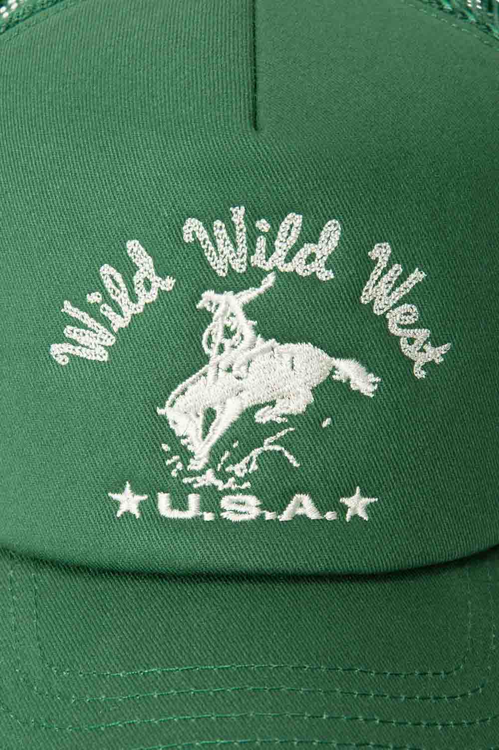 junk food wild wild west hat hunter green detail