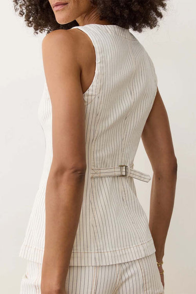 Marine Layer - Charlie Longline Vest - Ticking Stripe - Back