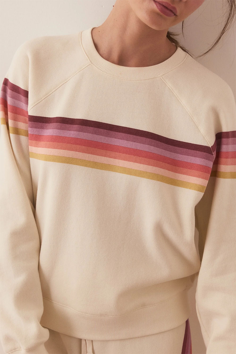 Marine Layer - Anytime Sweatshirt - Antique White Stripe - Detail