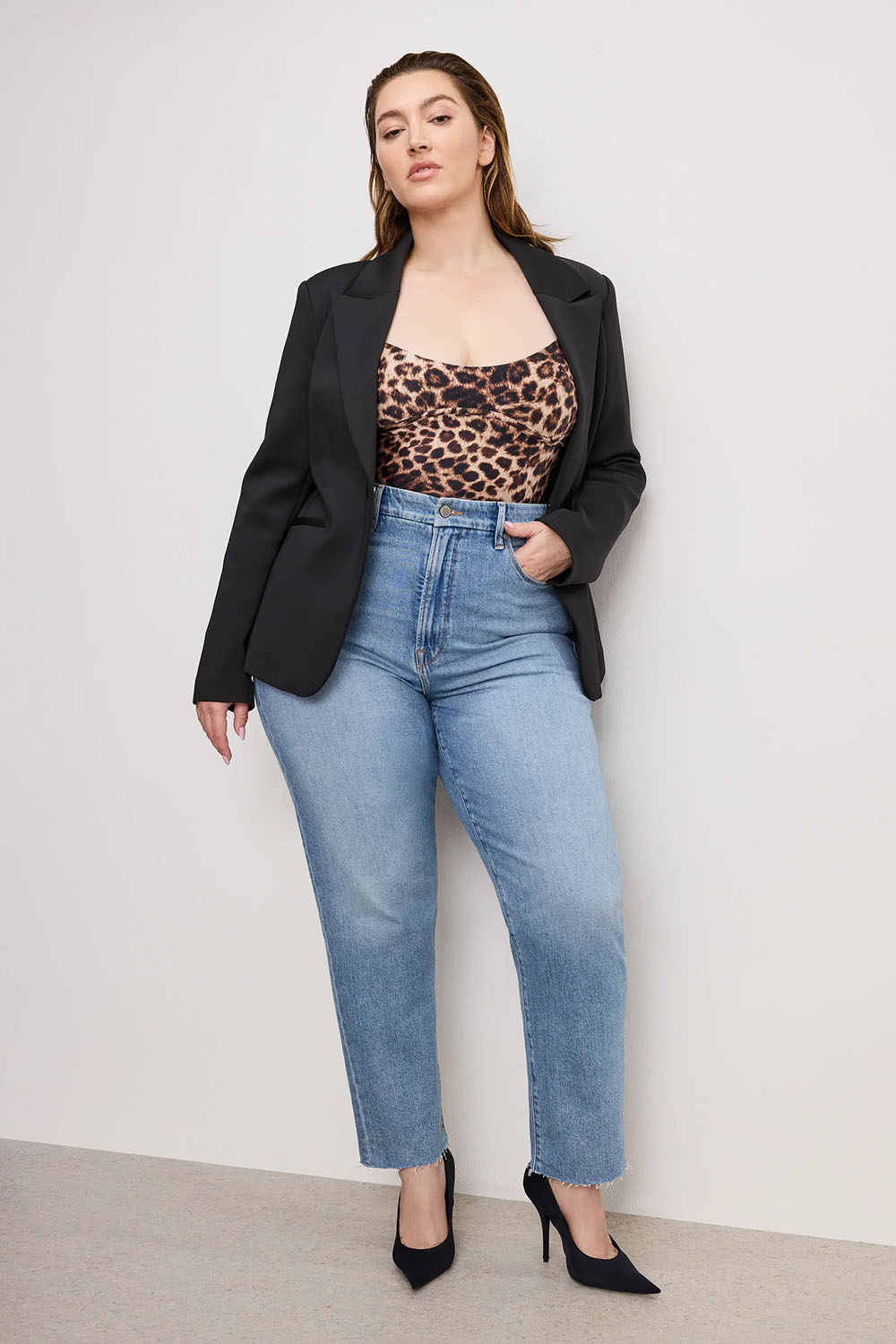 Good American - Good Boy Crop - Indigo - Plus Front