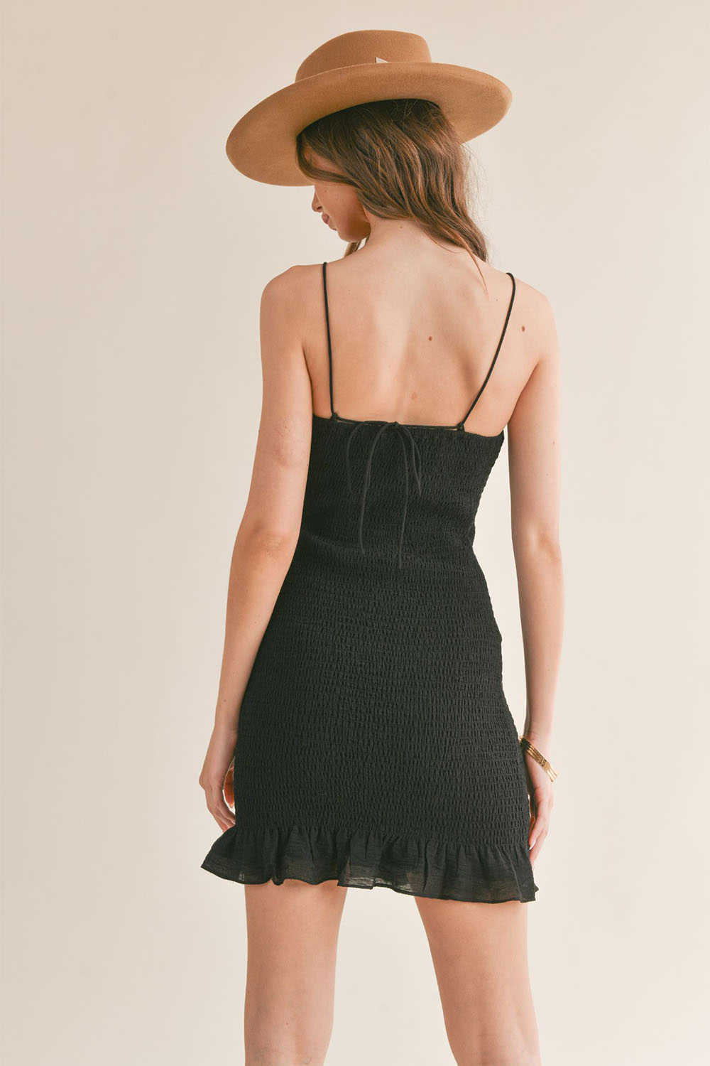 Sage the Label - Fortune Smocked Mini Dress - Black - Back