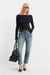 Good American The Varigated Rib Top in New Navy — Styled view