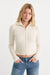 Good American The Cable Zip Up in Chalk — Front view