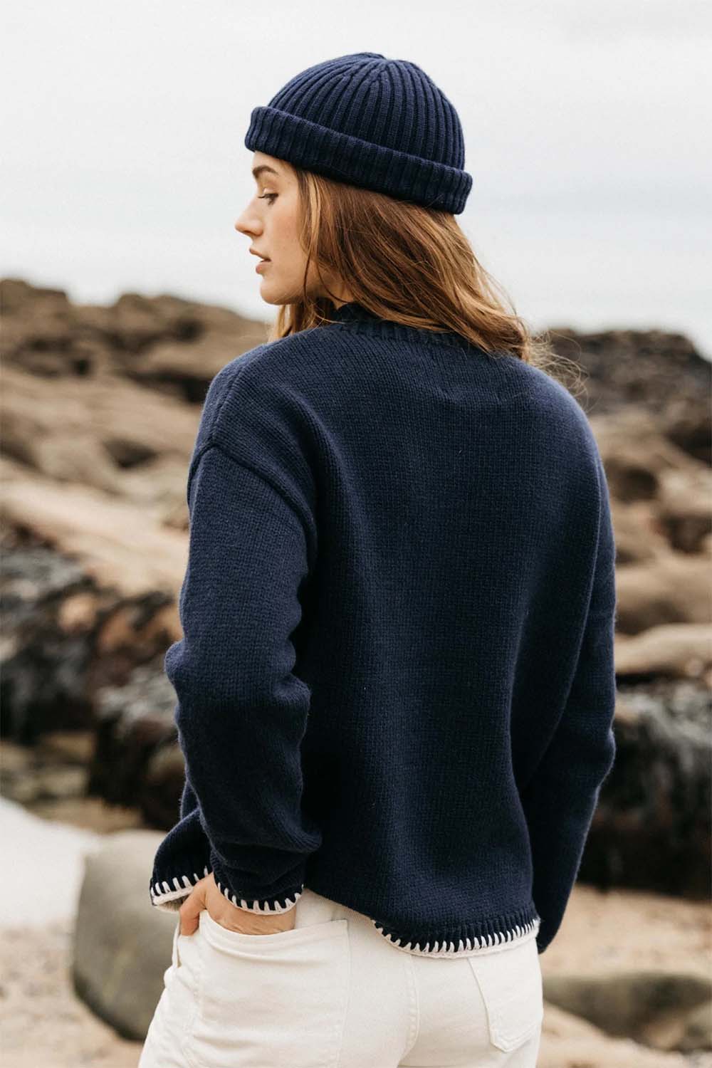 Finisterre - Blanket Stitch Taran - Navy - Back
