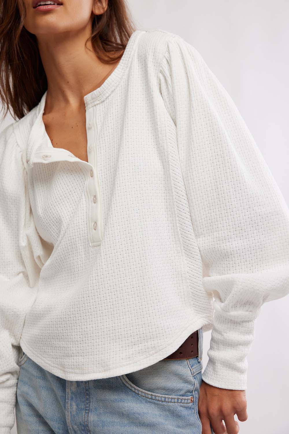 Free People - Quinn Knit Top - Ivory - Detail