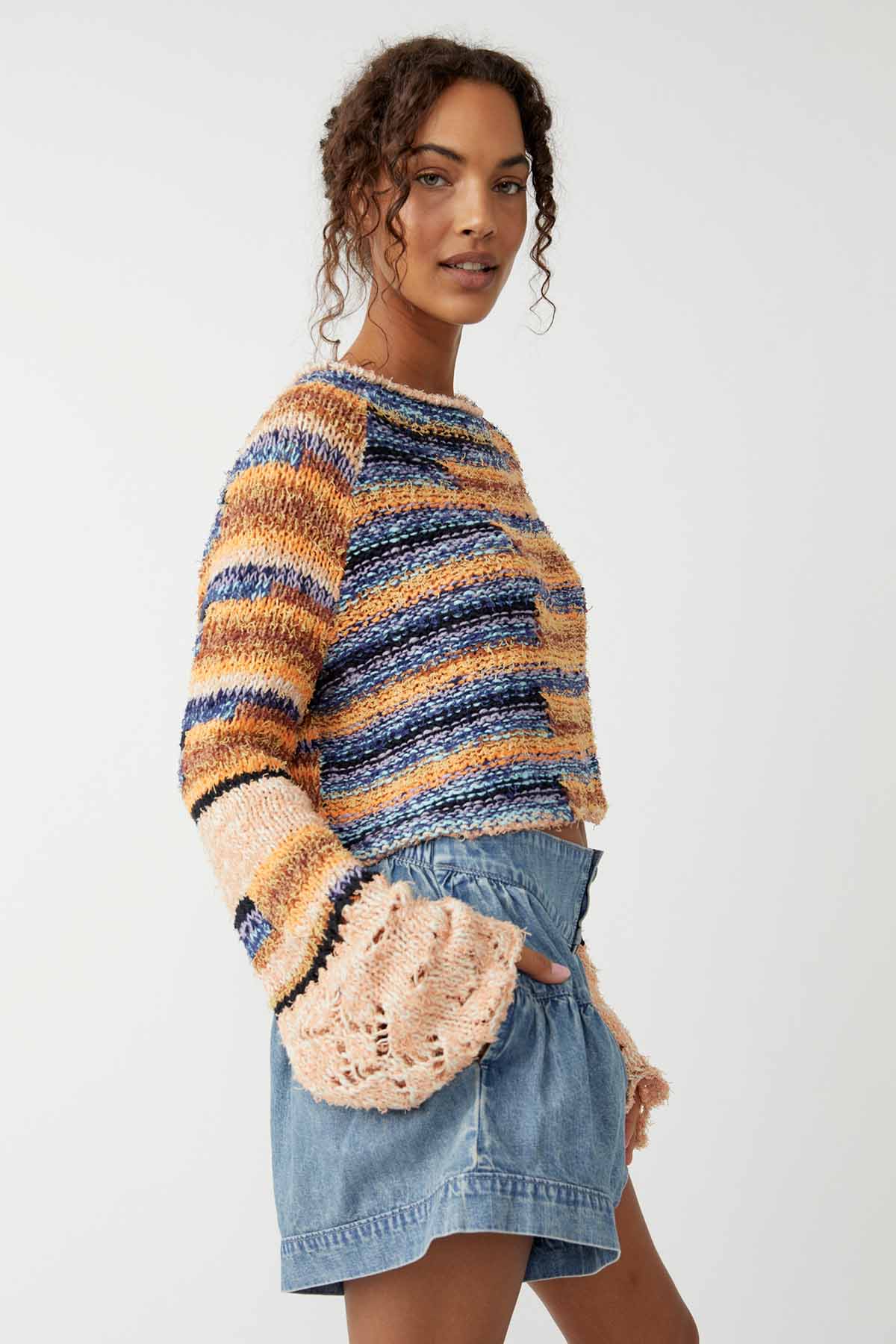 Free People - Butterfly Pullover - Blue Honey Combo - Side