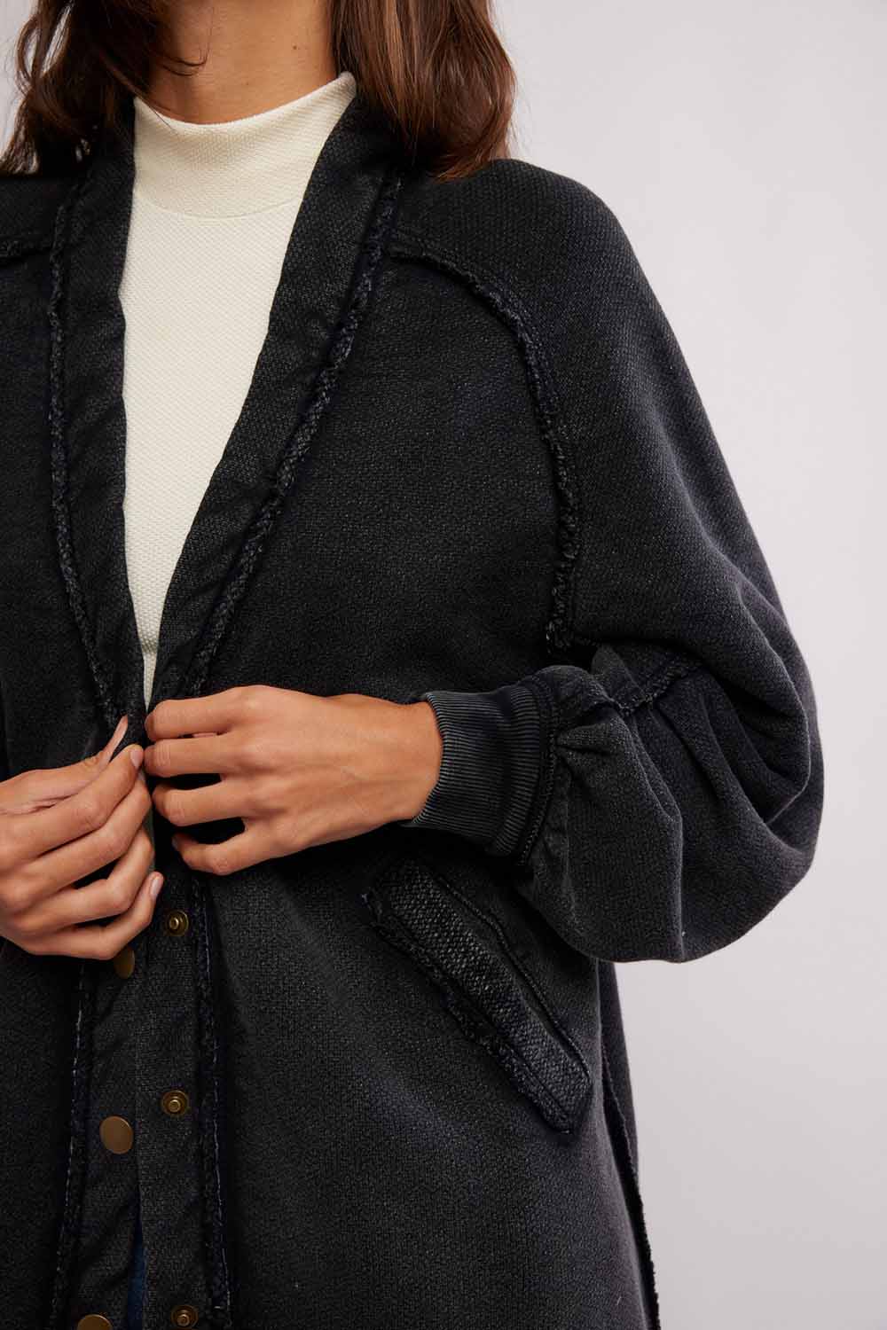 Free People - Fresh Start Cardi - Black - Detail
