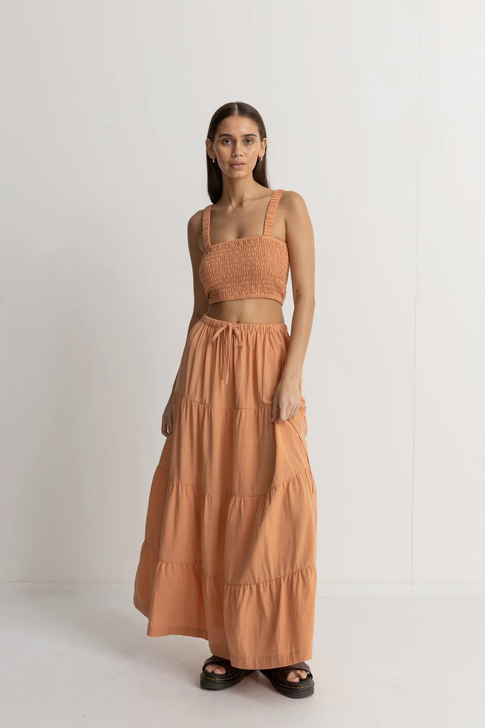 Rhythm - Villa Tiered Maxi Skirt - Peach